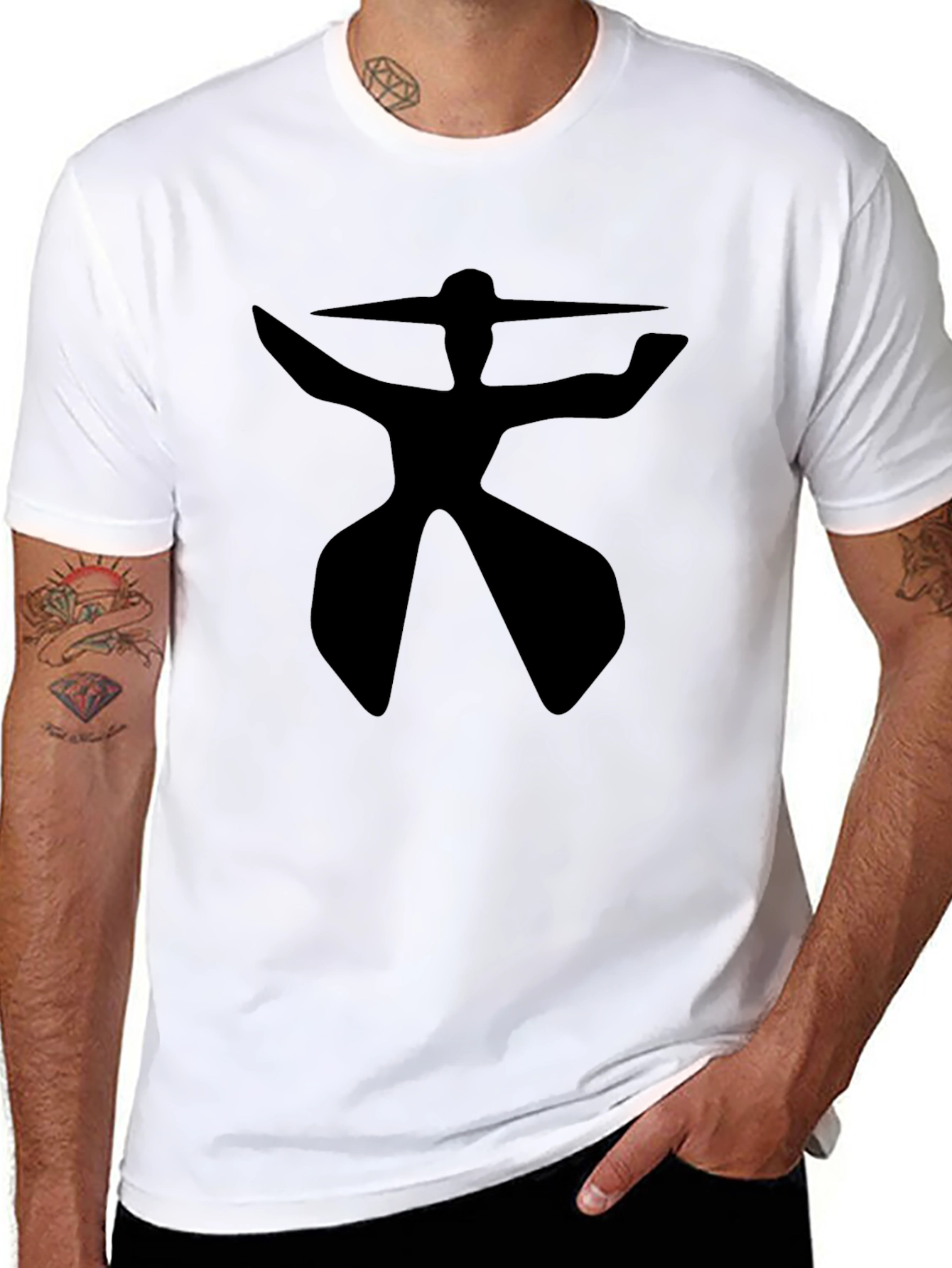 Abstract Figure Graphic Tee - Black