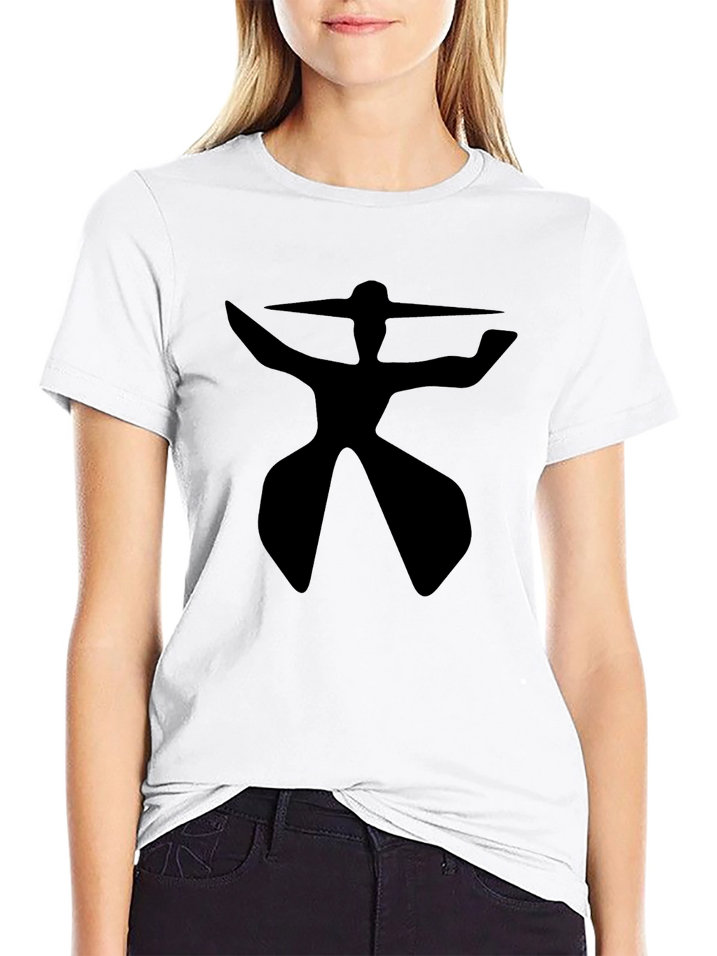 Abstract Figure Graphic Tee - Black