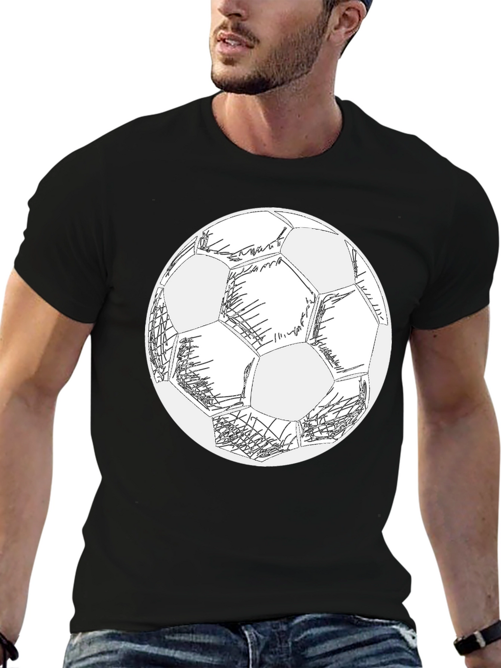 Soccer Ball Graphic Black T-Shirt