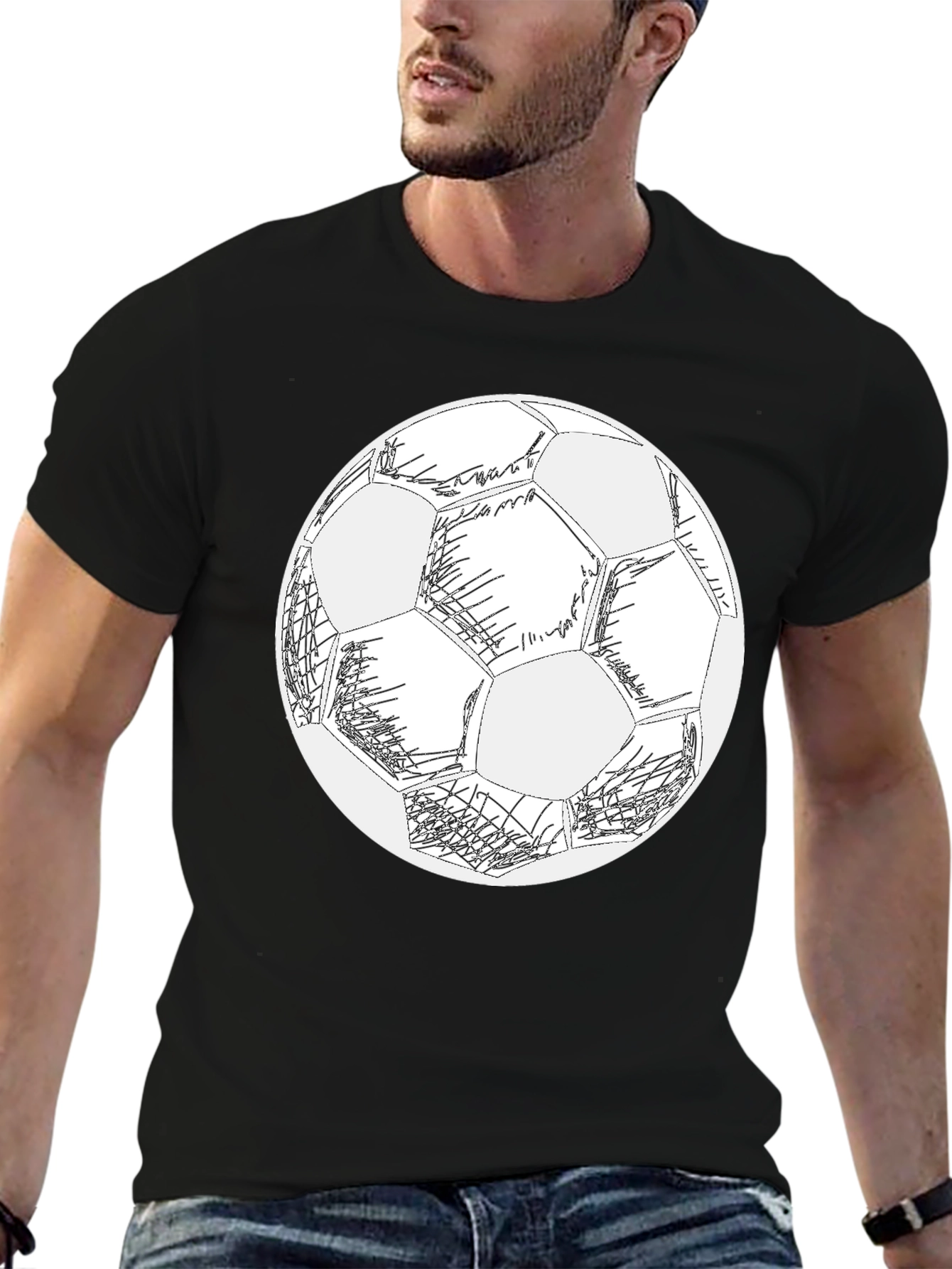 Soccer Ball Graphic Black T-Shirt