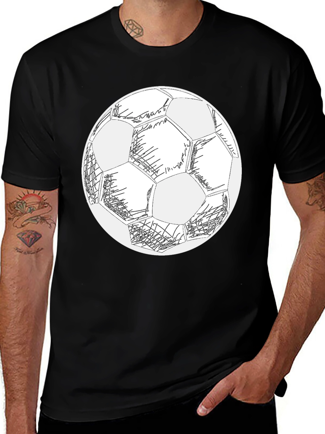 Soccer Ball Graphic Black T-Shirt