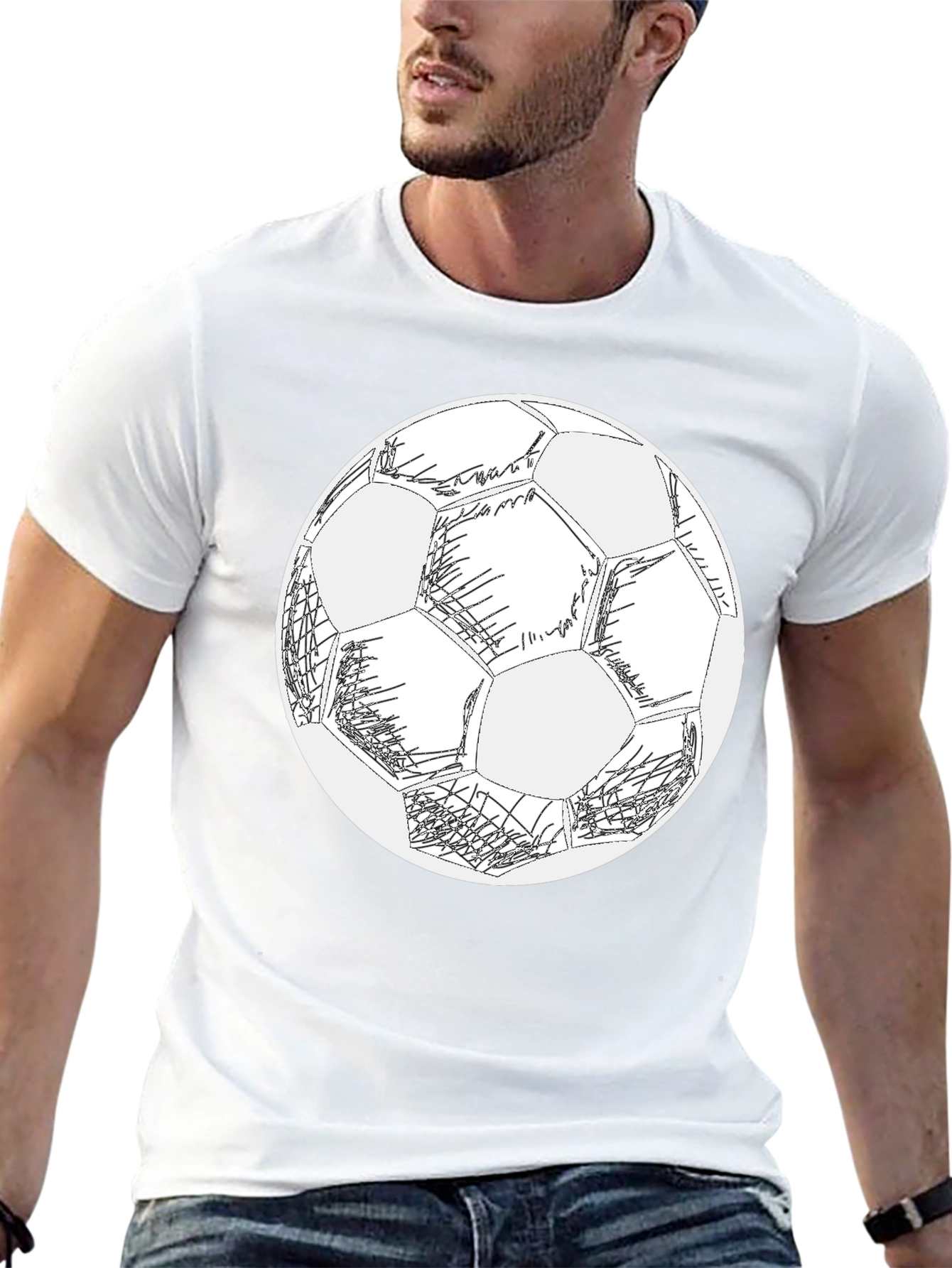 Soccer Ball Graphic Black T-Shirt