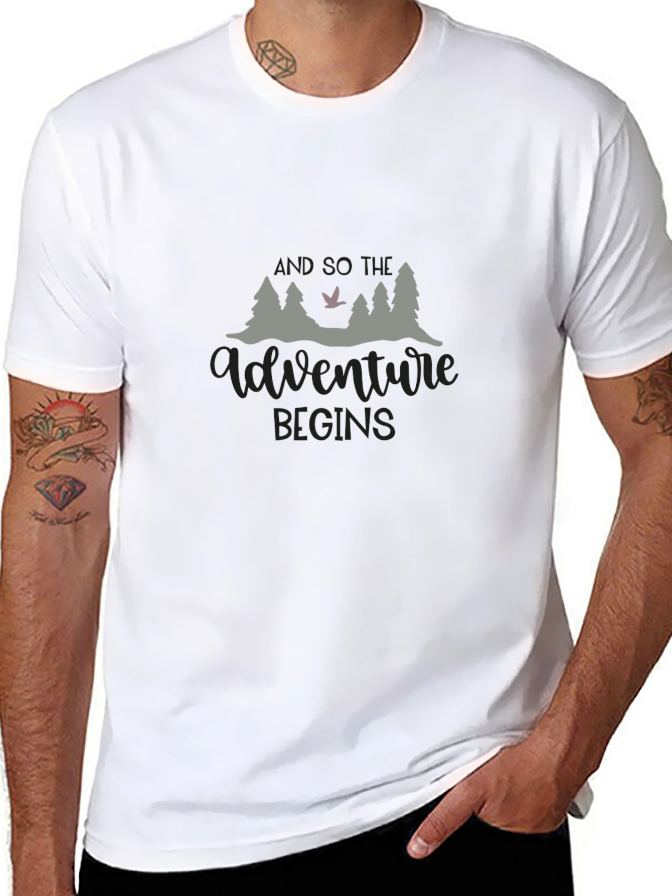Adventure Begins Black Graphic Tee