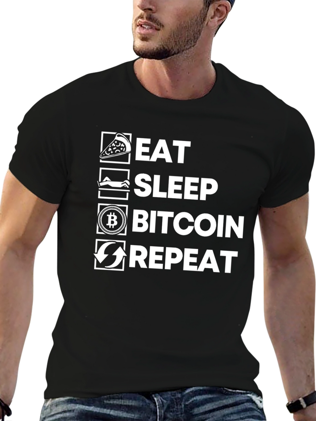 Eat Sleep Bitcoin Repeat T-Shirt - Crypto HODL Tee