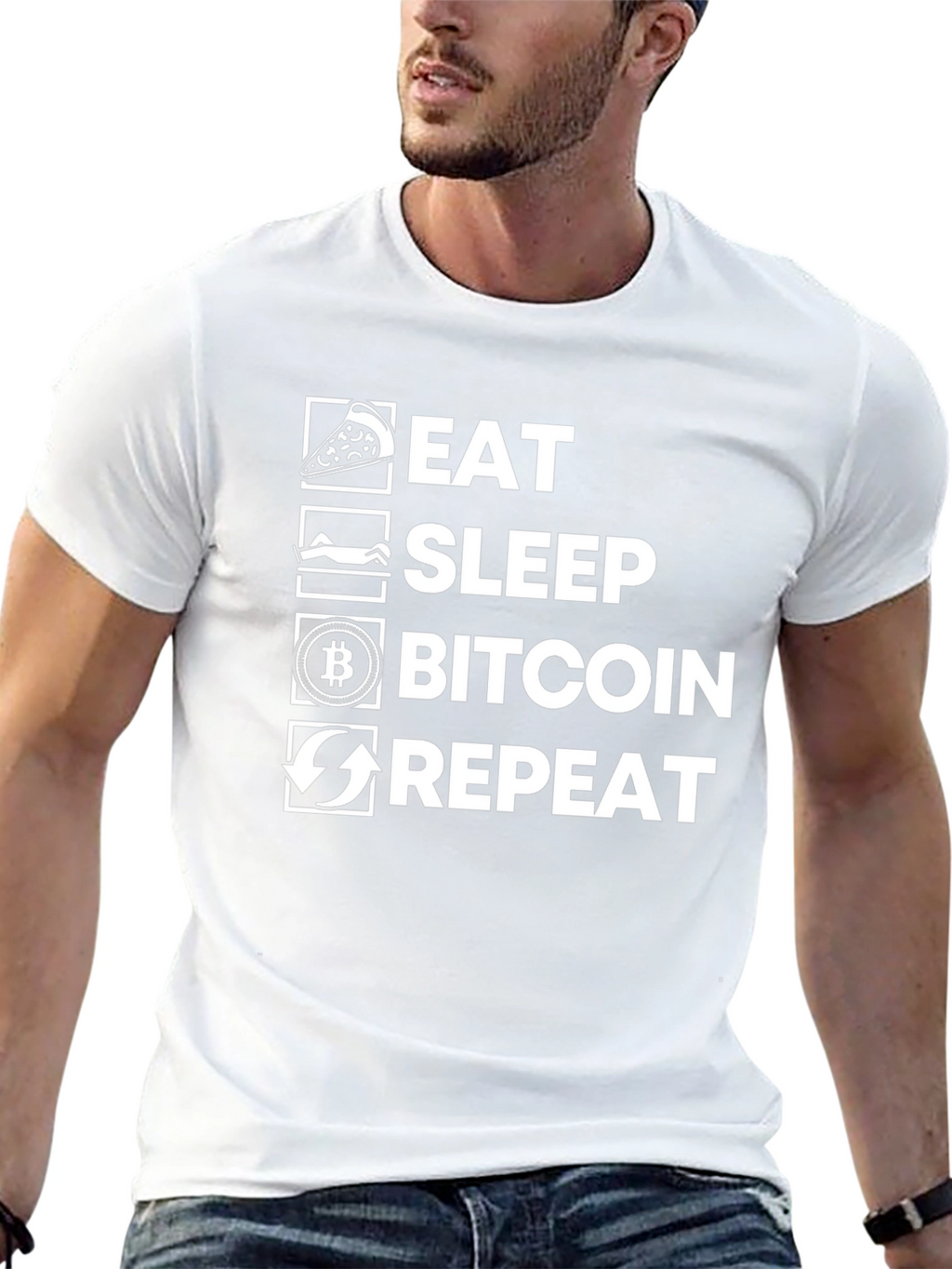 Eat Sleep Bitcoin Repeat T-Shirt - Crypto HODL Tee