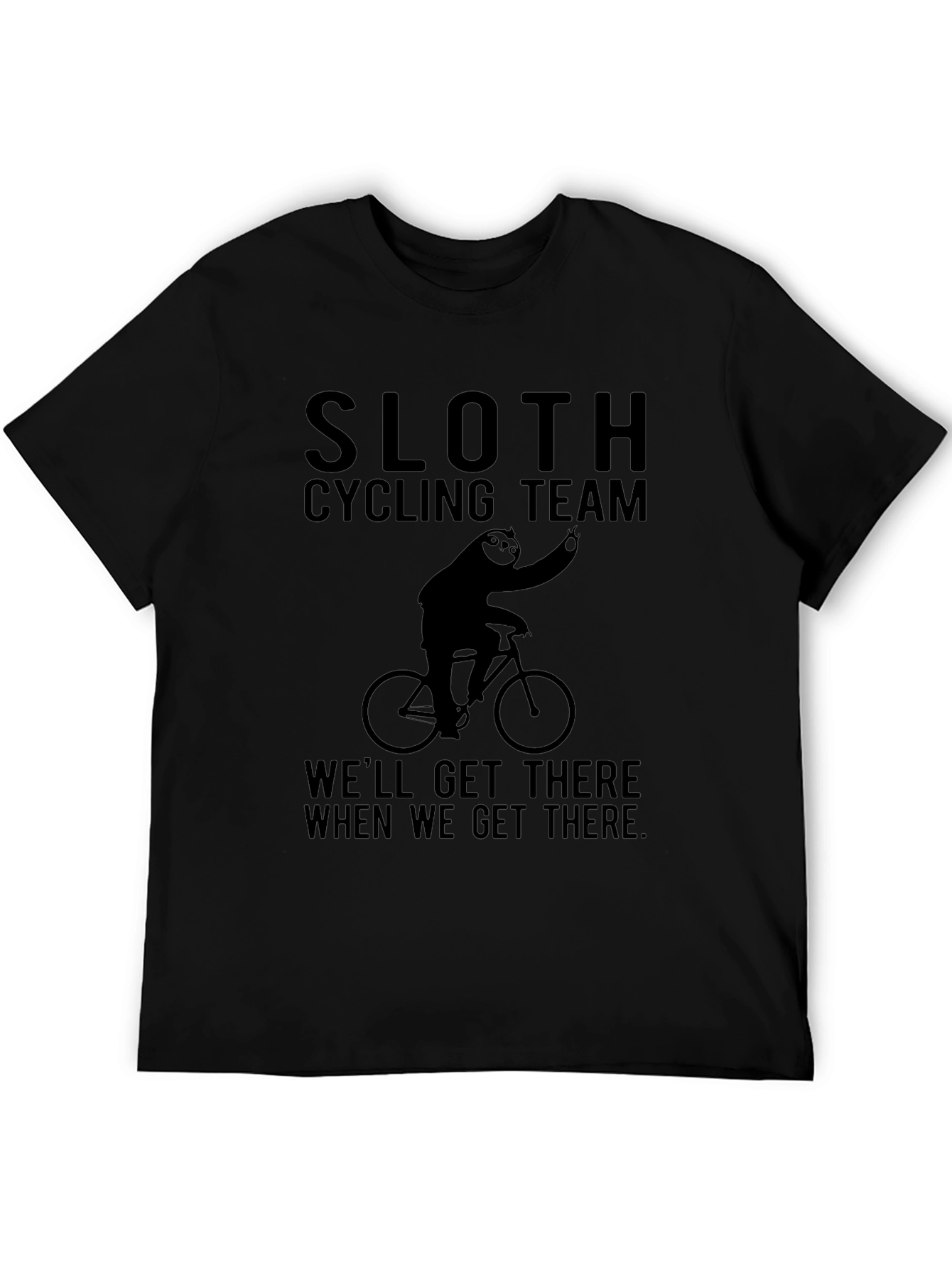 Sloth Cycling Team Black T-Shirt - Funny & Relaxed