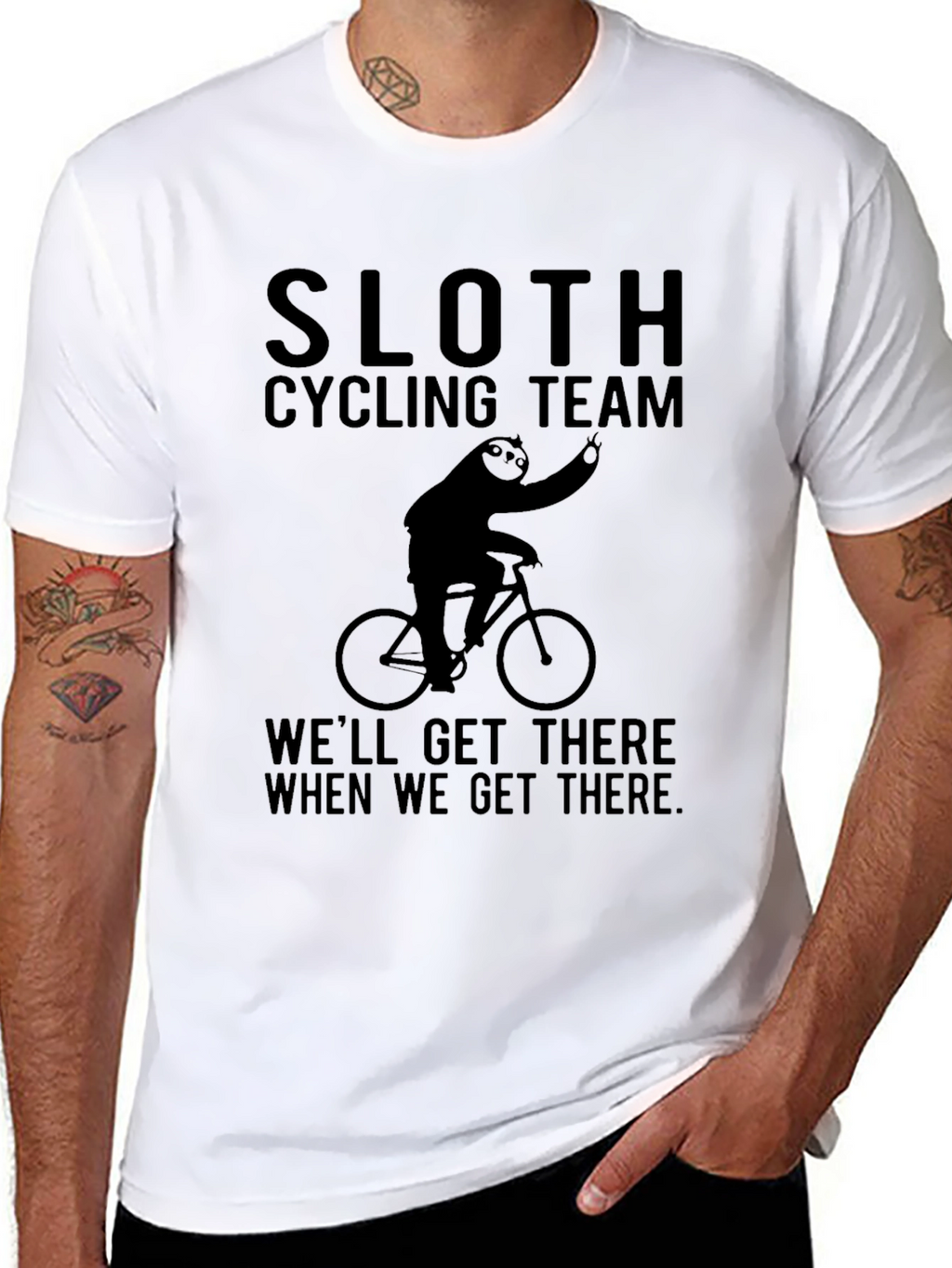Sloth Cycling Team Black T-Shirt - Funny & Relaxed