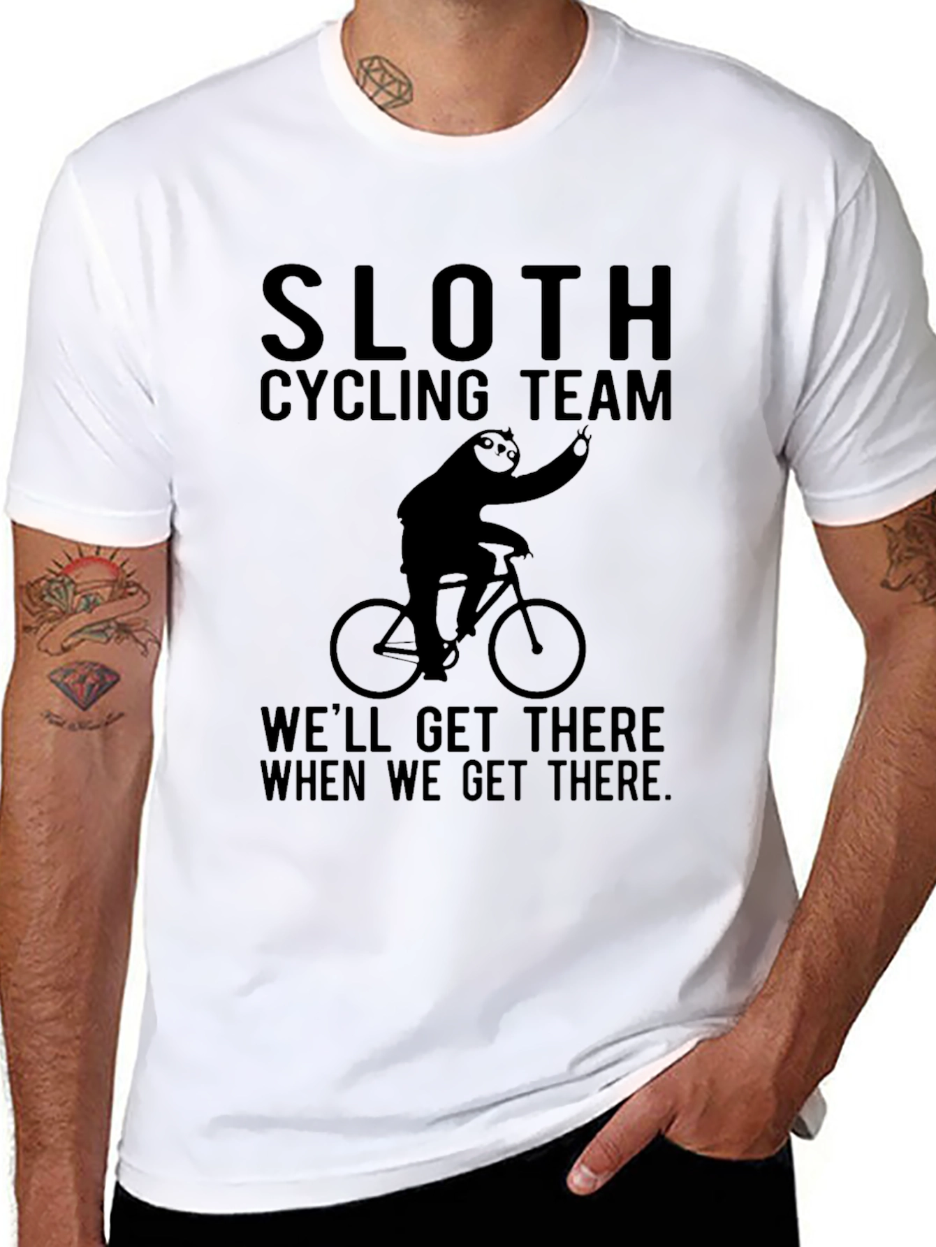 Sloth Cycling Team Black T-Shirt - Funny & Relaxed