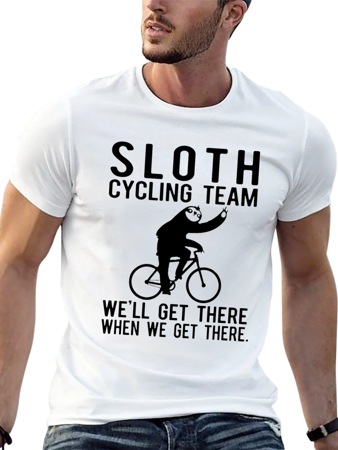 Sloth Cycling Team Black T-Shirt - Funny & Relaxed