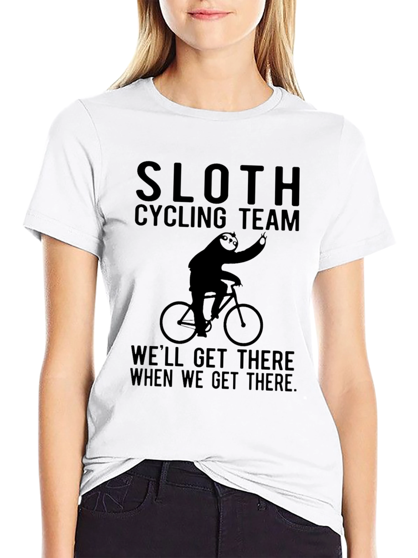 Sloth Cycling Team Black T-Shirt - Funny & Relaxed