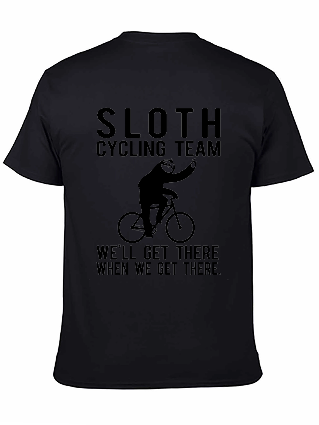 Sloth Cycling Team Black T-Shirt - Funny & Relaxed