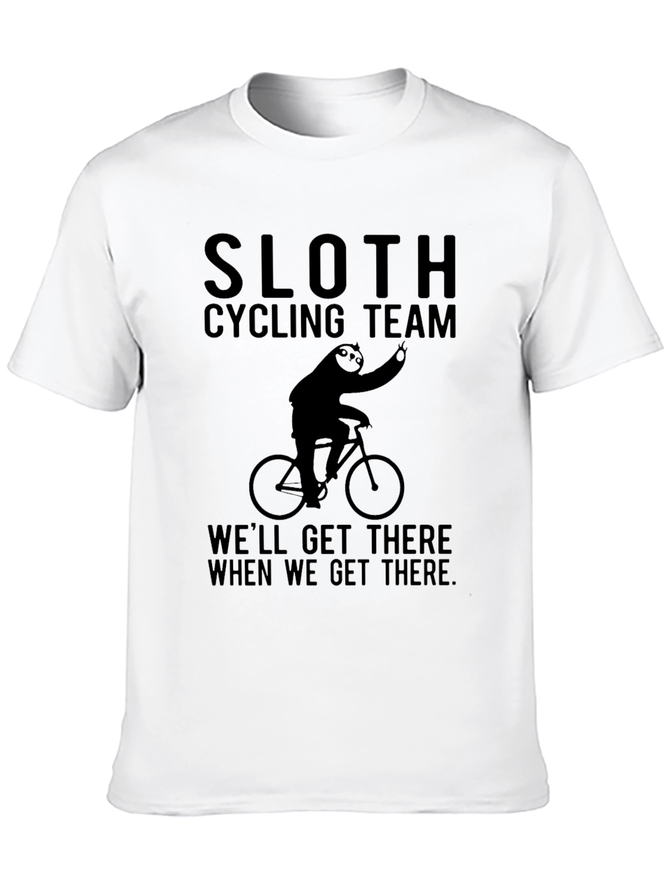 Sloth Cycling Team Black T-Shirt - Funny & Relaxed
