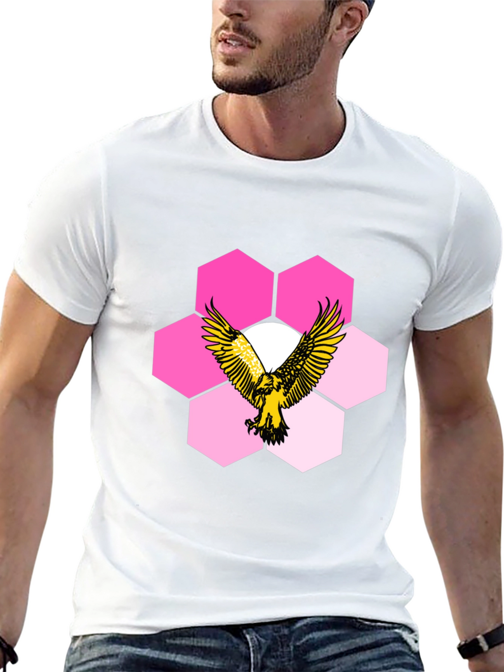 Eagle Hexagon Graphic T-Shirt - Cool Design!