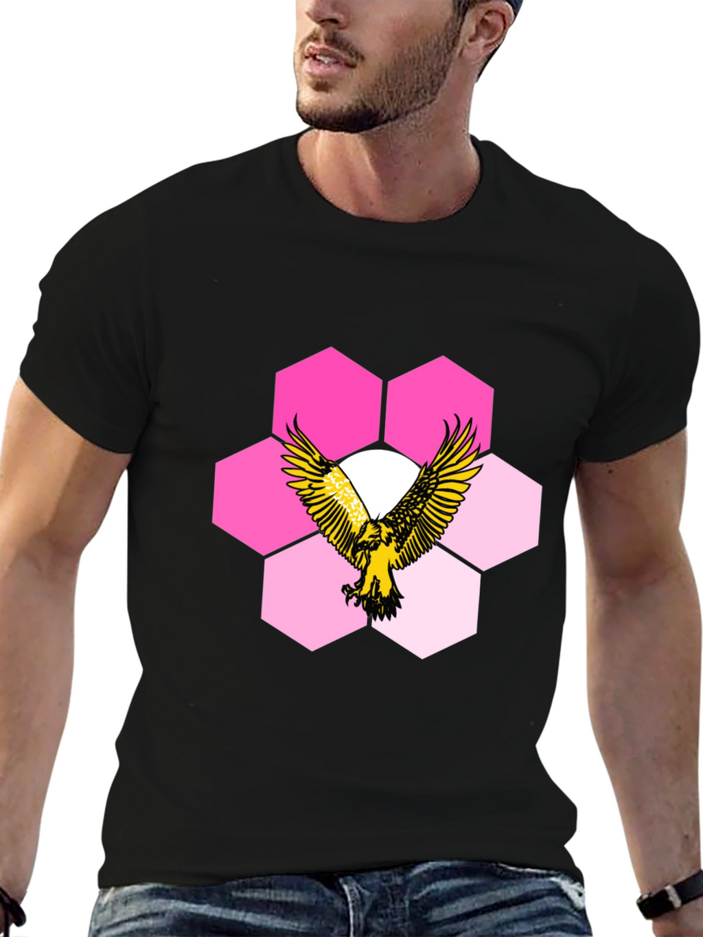 Eagle Hexagon Graphic T-Shirt - Cool Design!