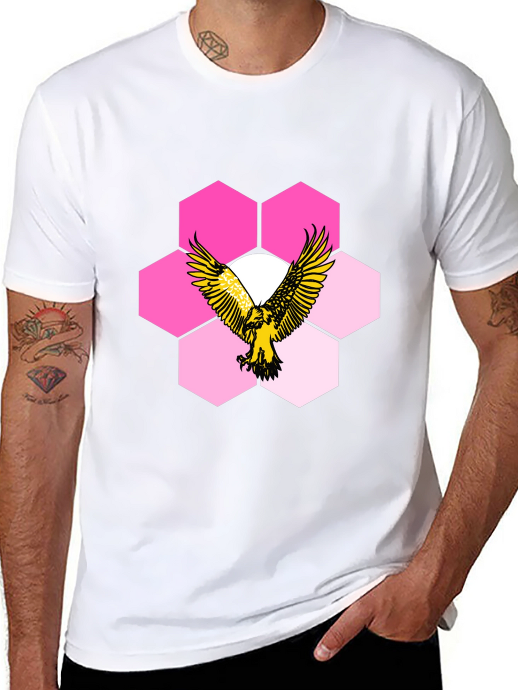 Eagle Hexagon Graphic T-Shirt - Cool Design!