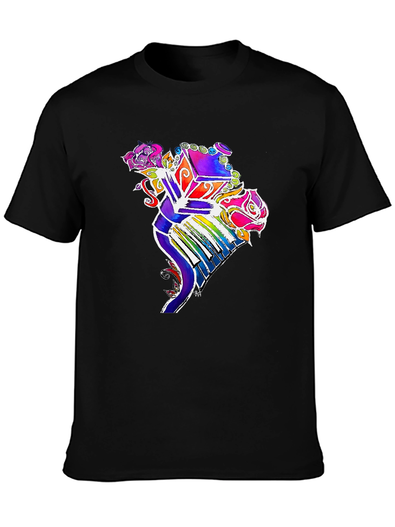 Floral Piano T-Shirt - Colorful Music Tee