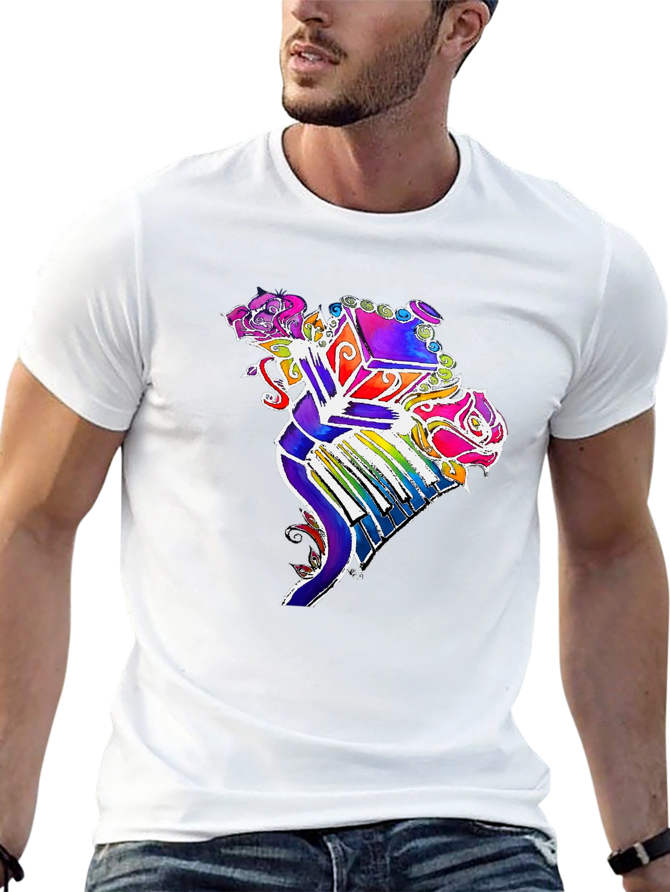Floral Piano T-Shirt - Colorful Music Tee