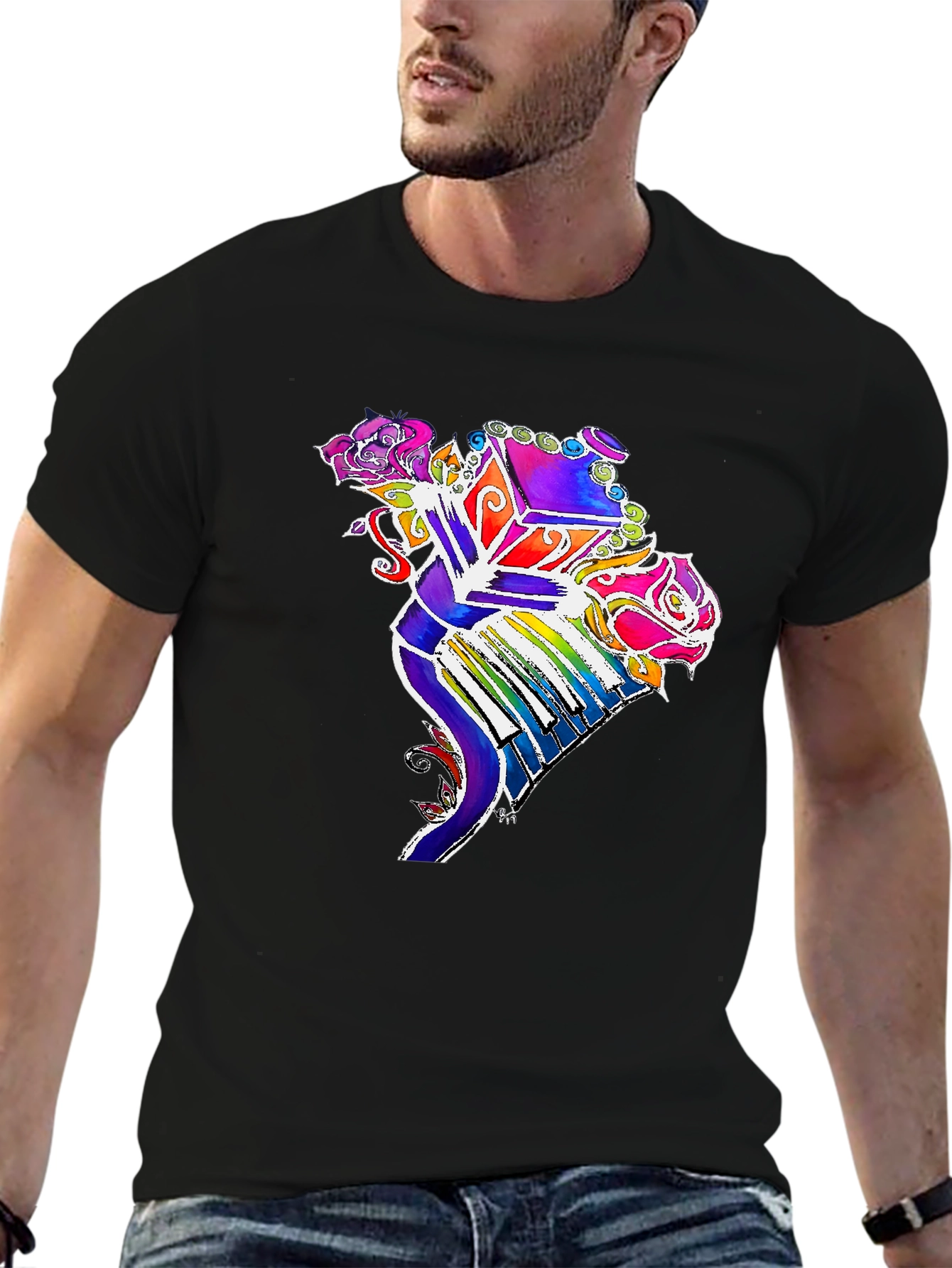 Floral Piano T-Shirt - Colorful Music Tee