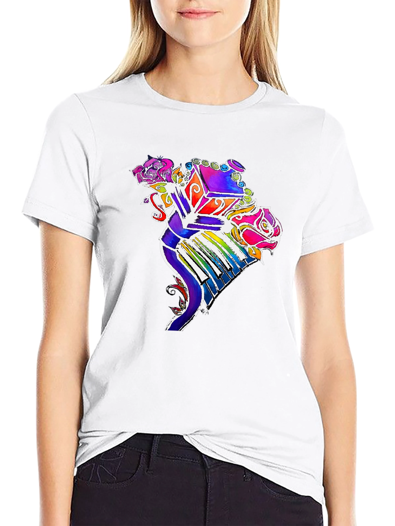 Floral Piano T-Shirt - Colorful Music Tee