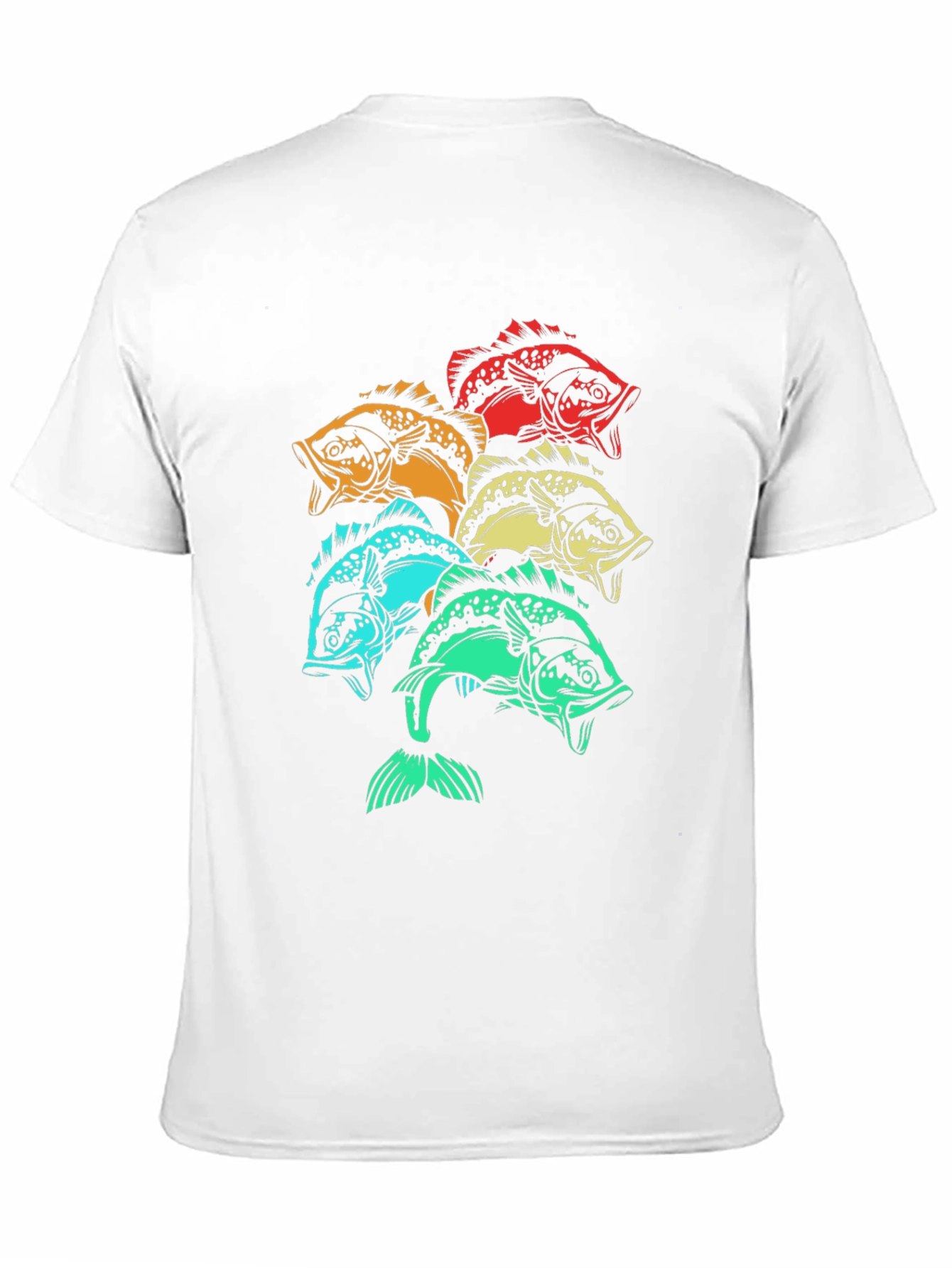 Colorful Fish Graphic Tee - Black Cotton T-Shirt