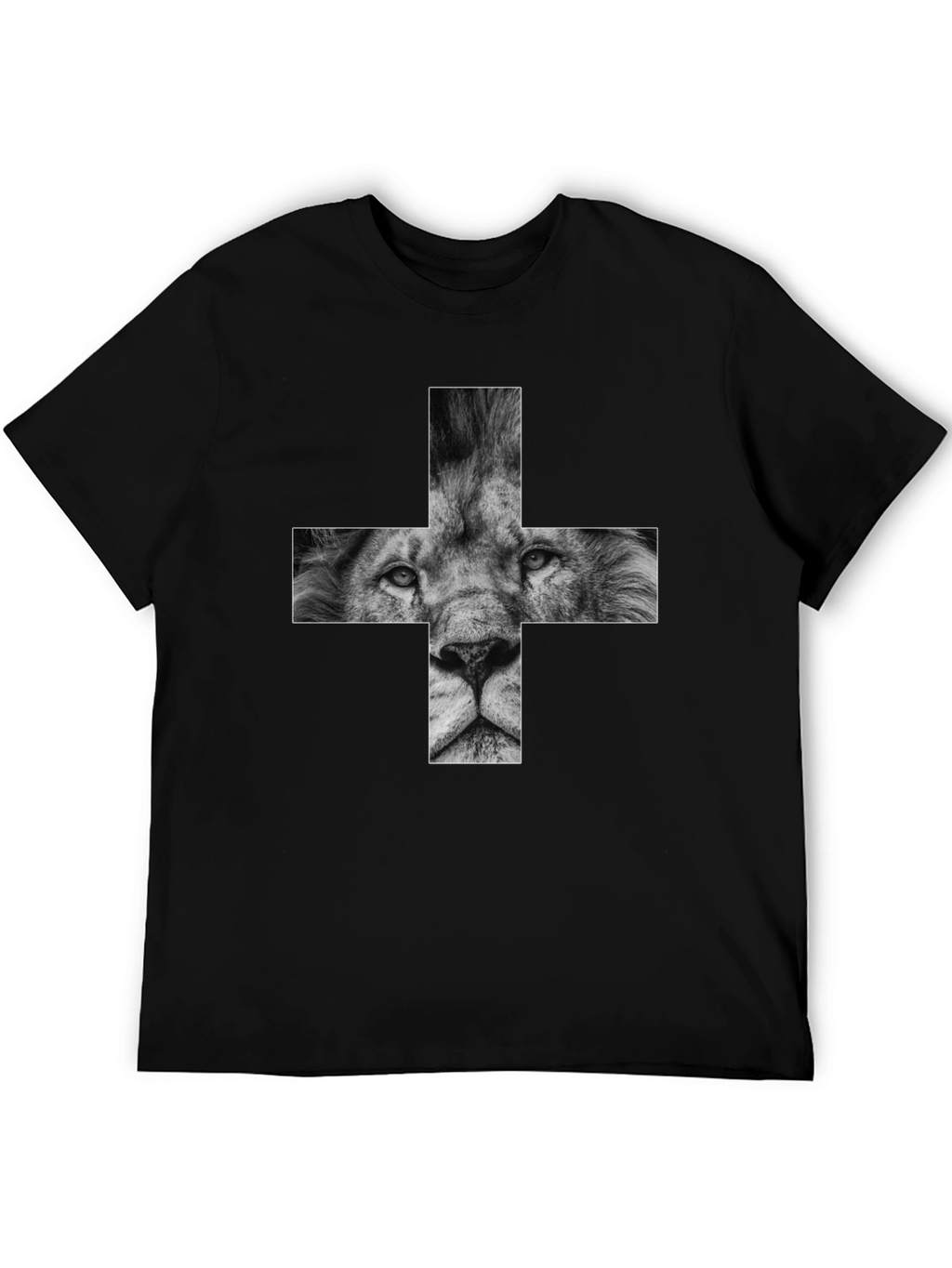 Lion Cross Graphic Black T-Shirt