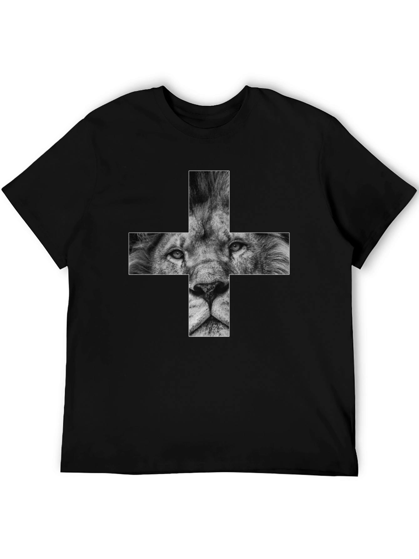 Lion Cross Graphic Black T-Shirt