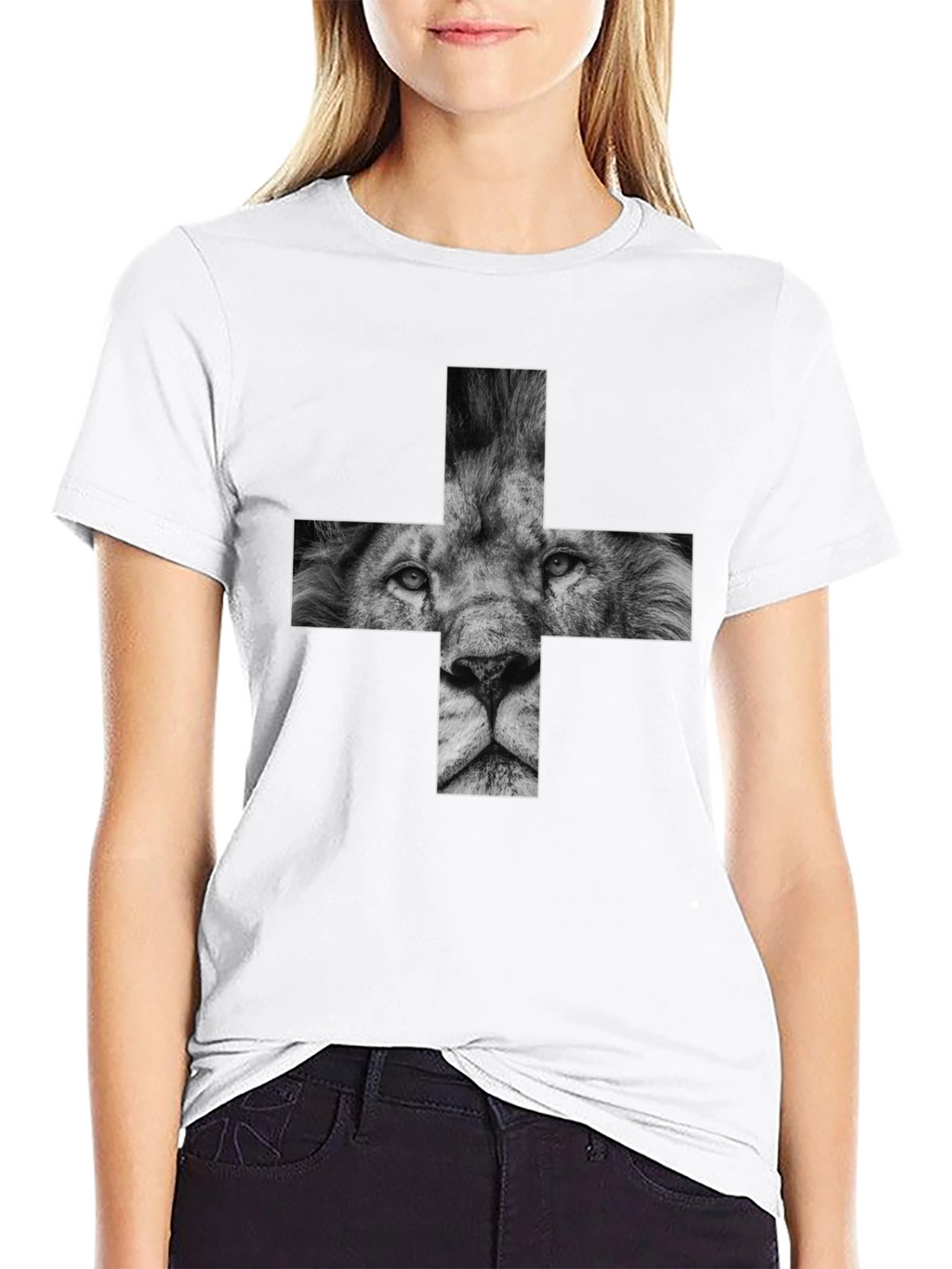 Lion Cross Graphic Black T-Shirt