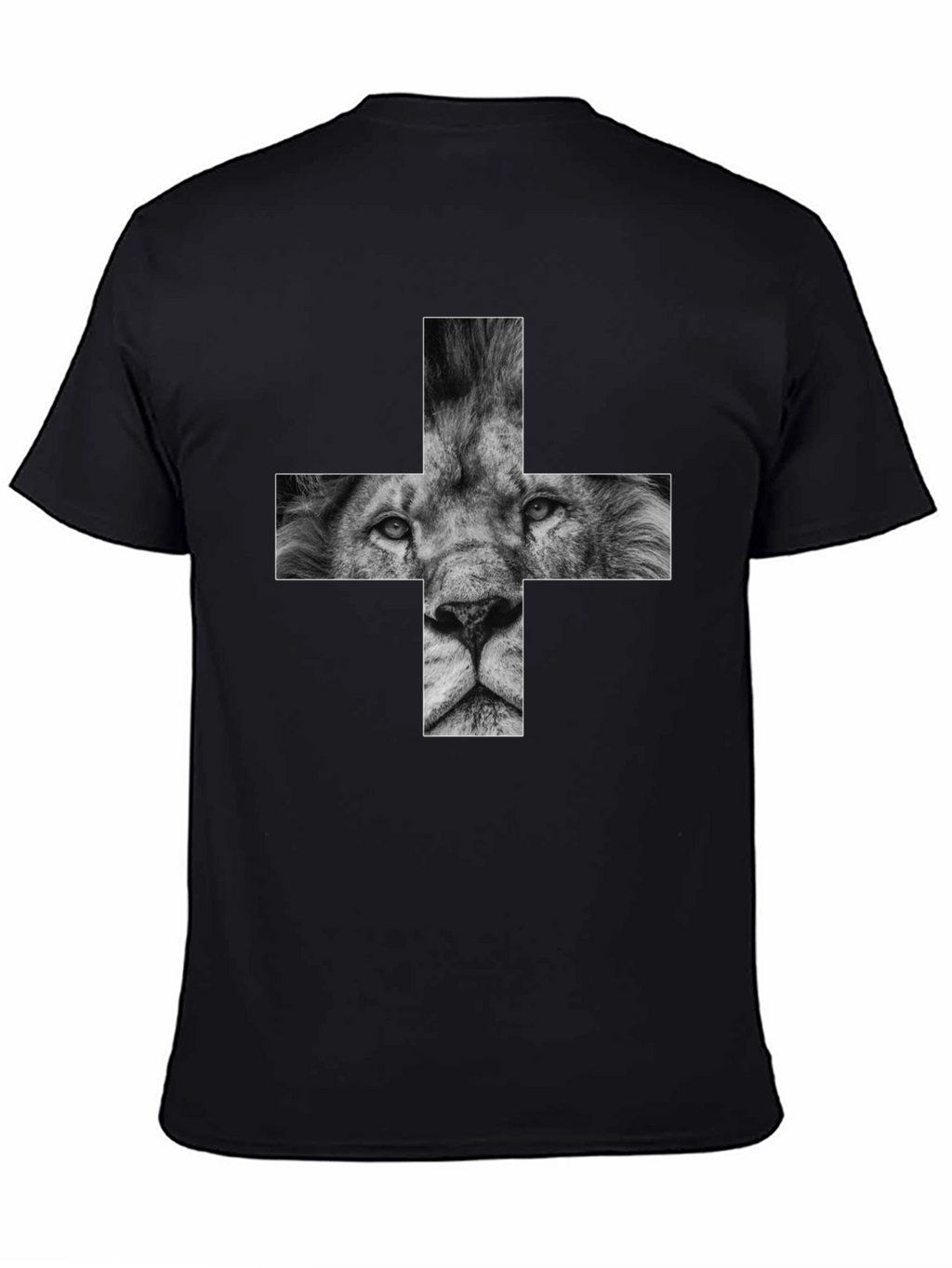 Lion Cross Graphic Black T-Shirt
