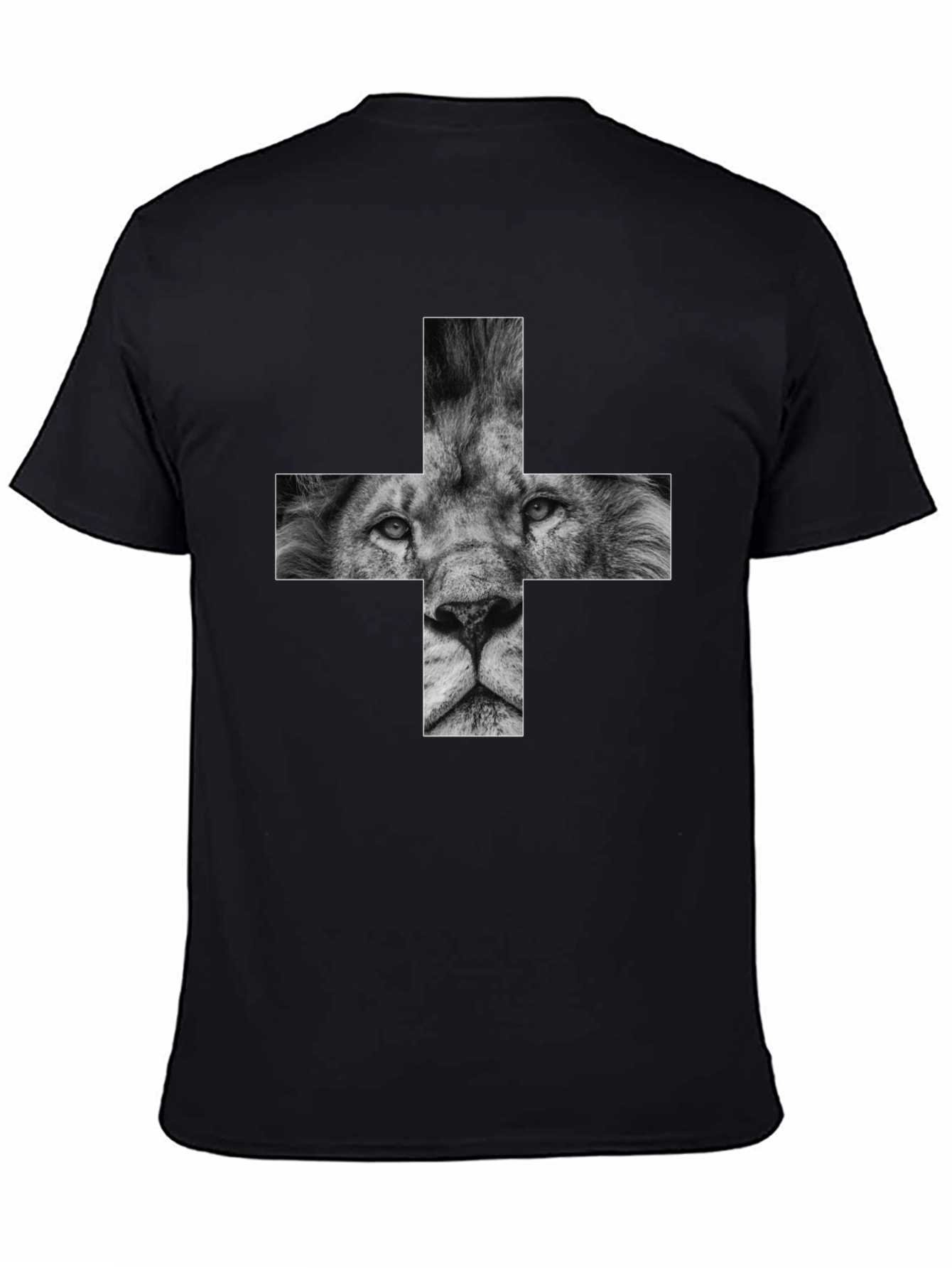 Lion Cross Graphic Black T-Shirt
