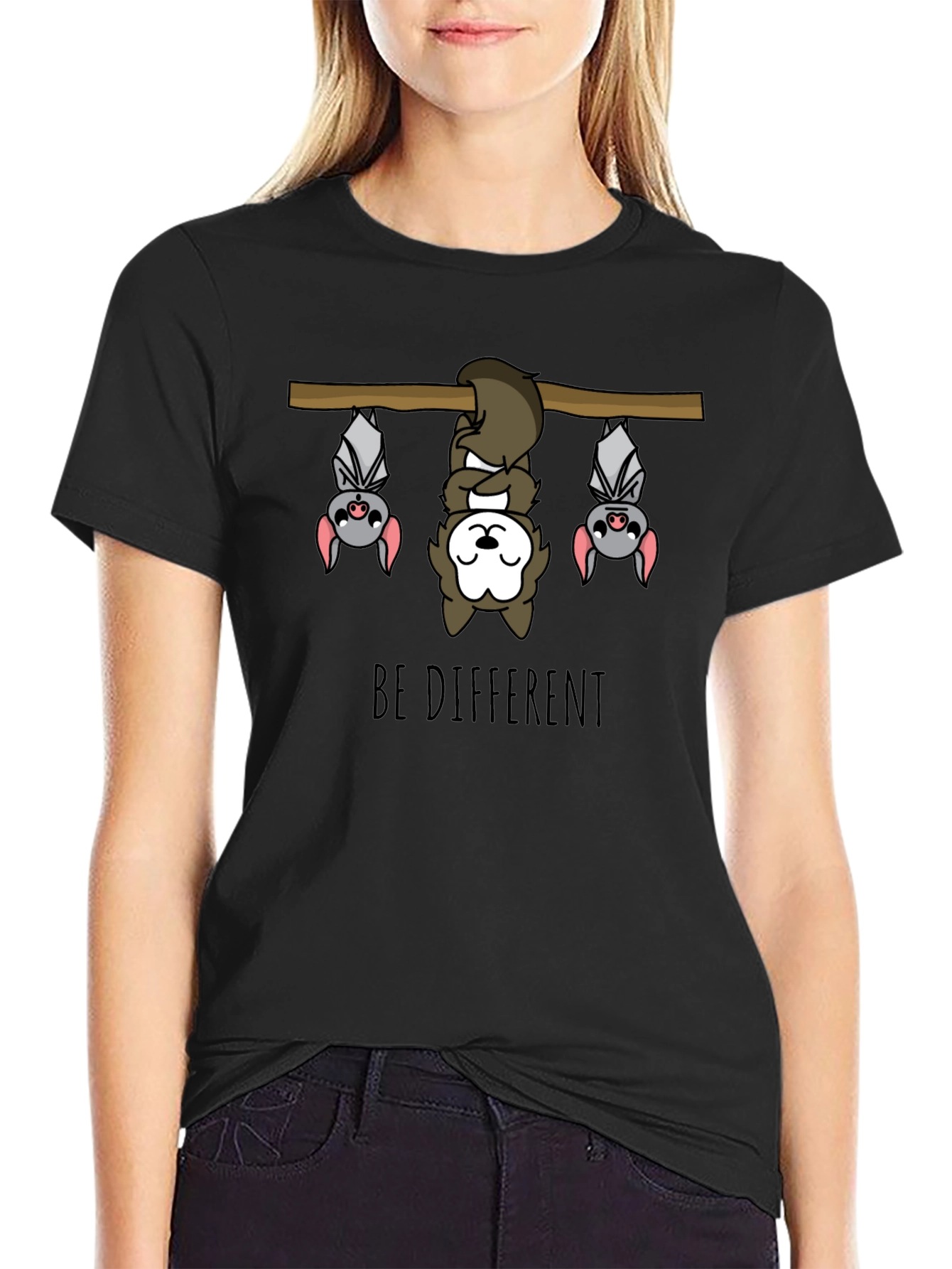 Be Different Sloth & Bats Graphic Tee
