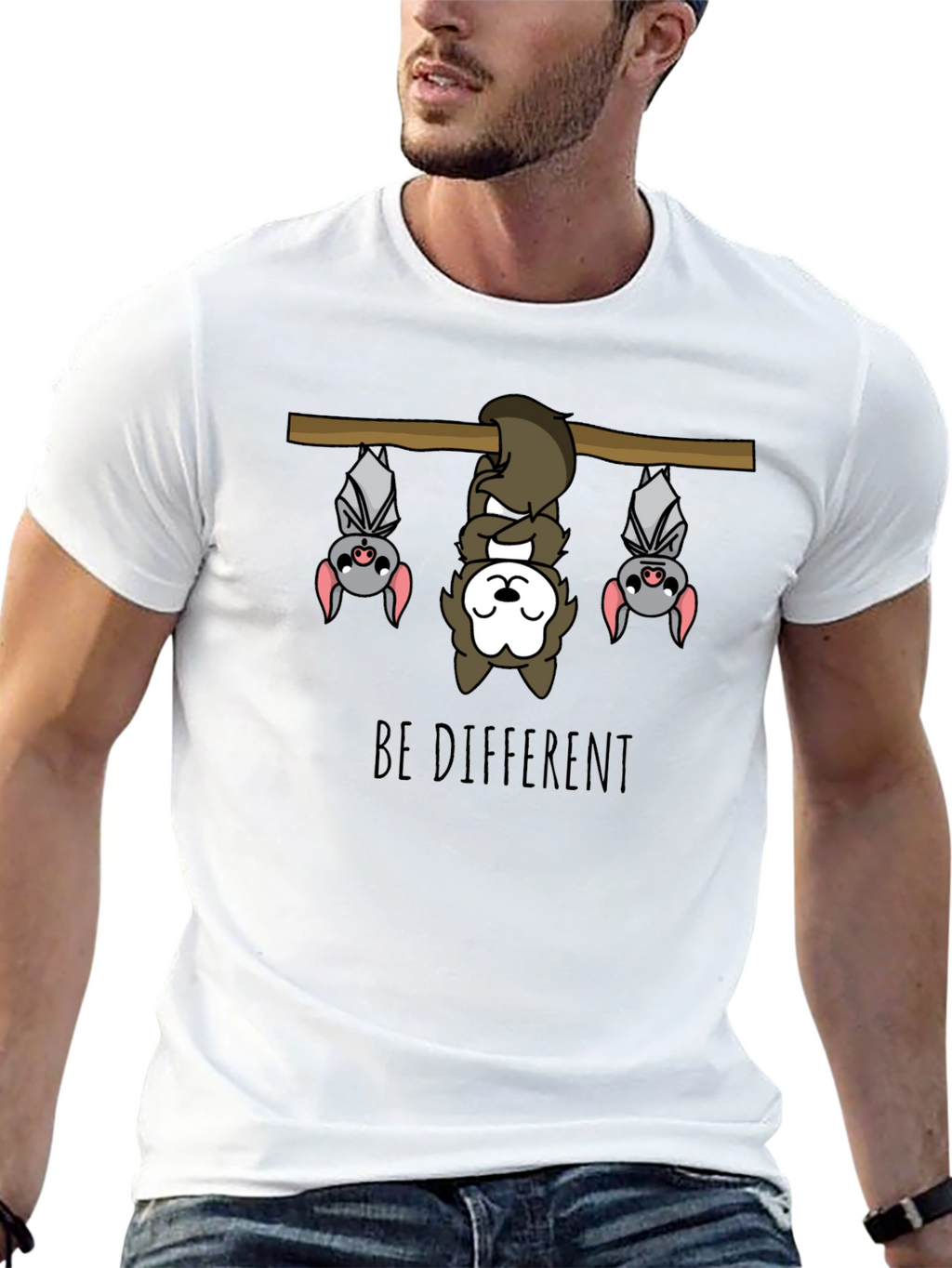 Be Different Sloth & Bats Graphic Tee