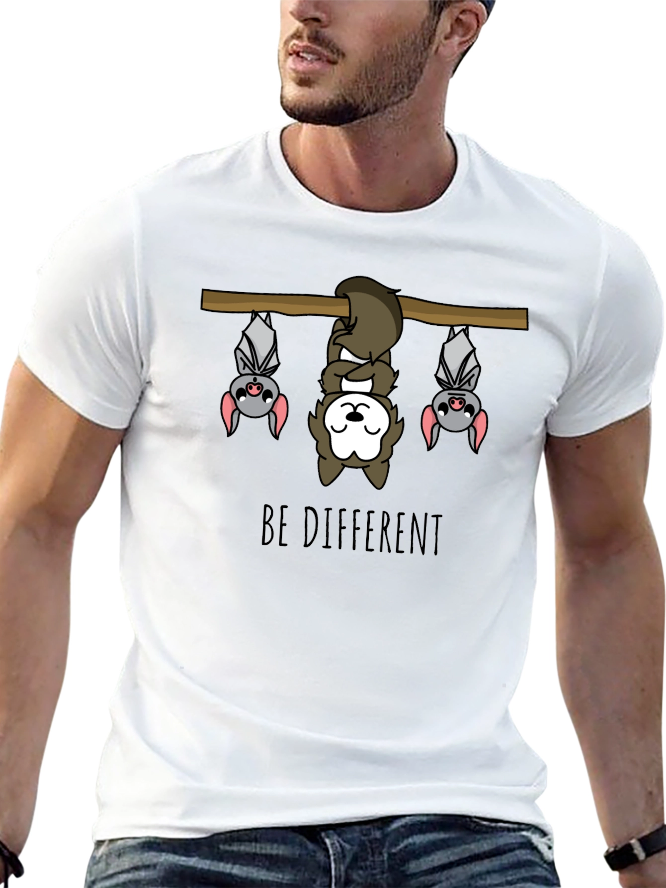 Be Different Sloth & Bats Graphic Tee