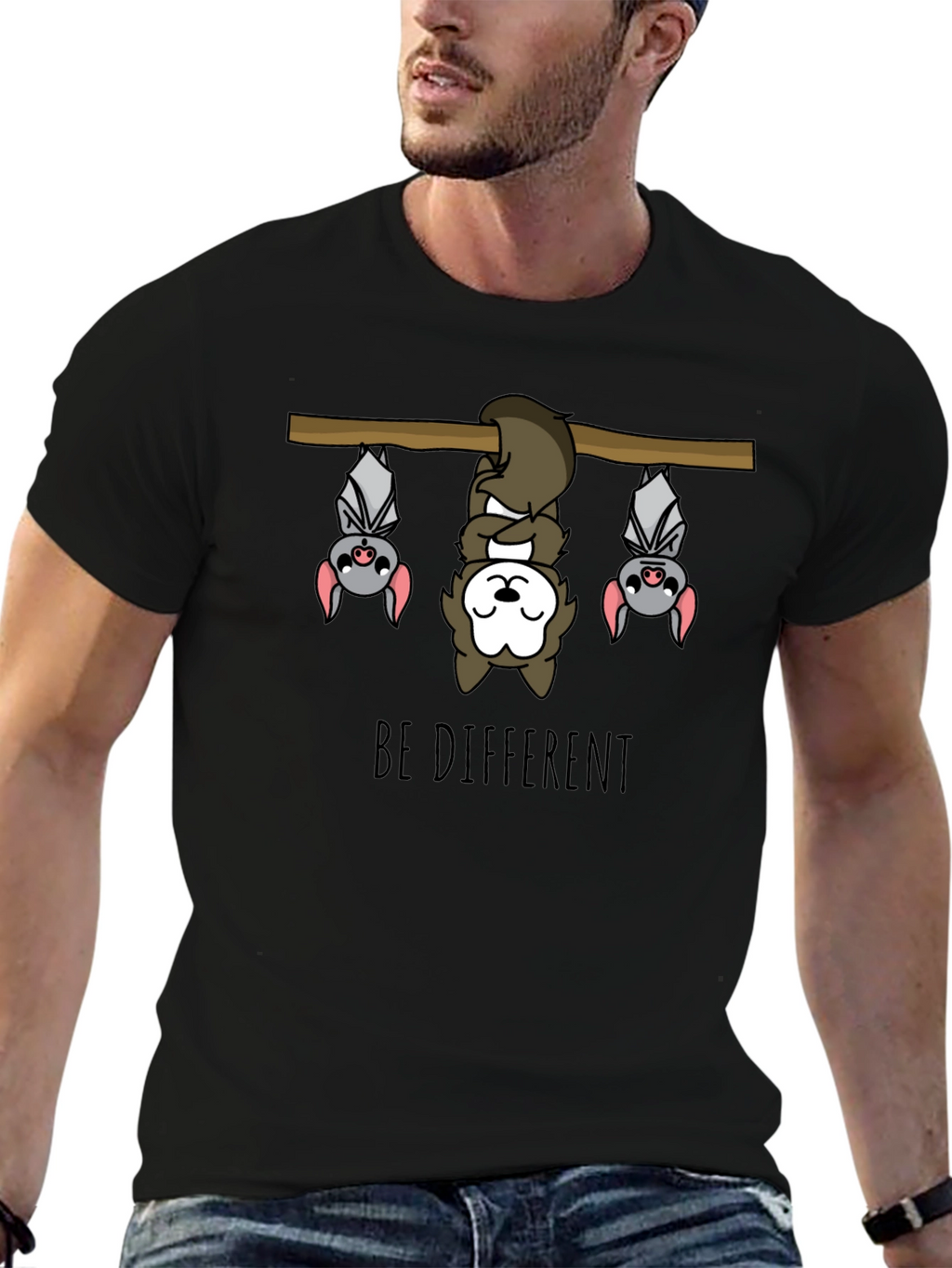 Be Different Sloth & Bats Graphic Tee