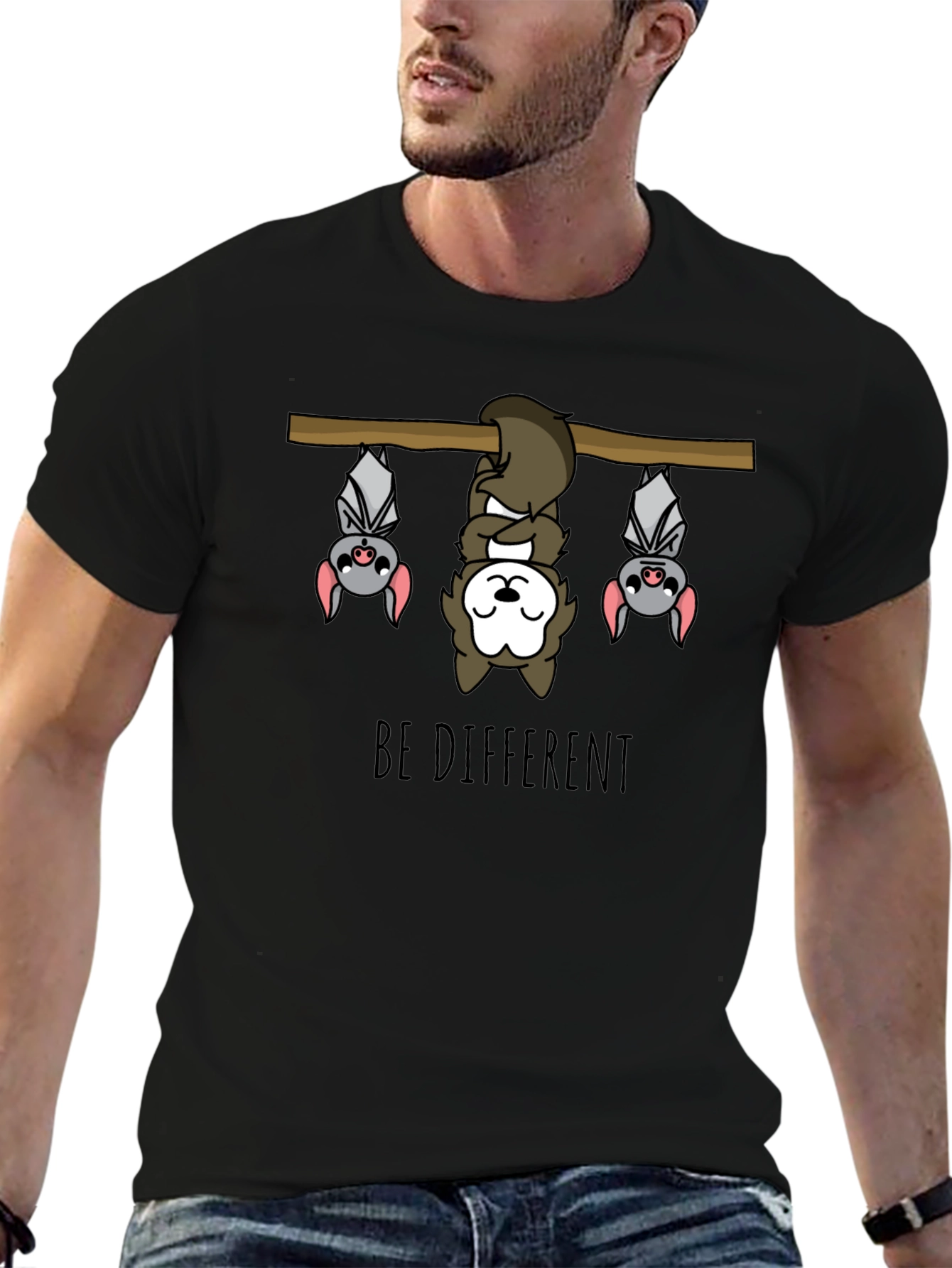 Be Different Sloth & Bats Graphic Tee