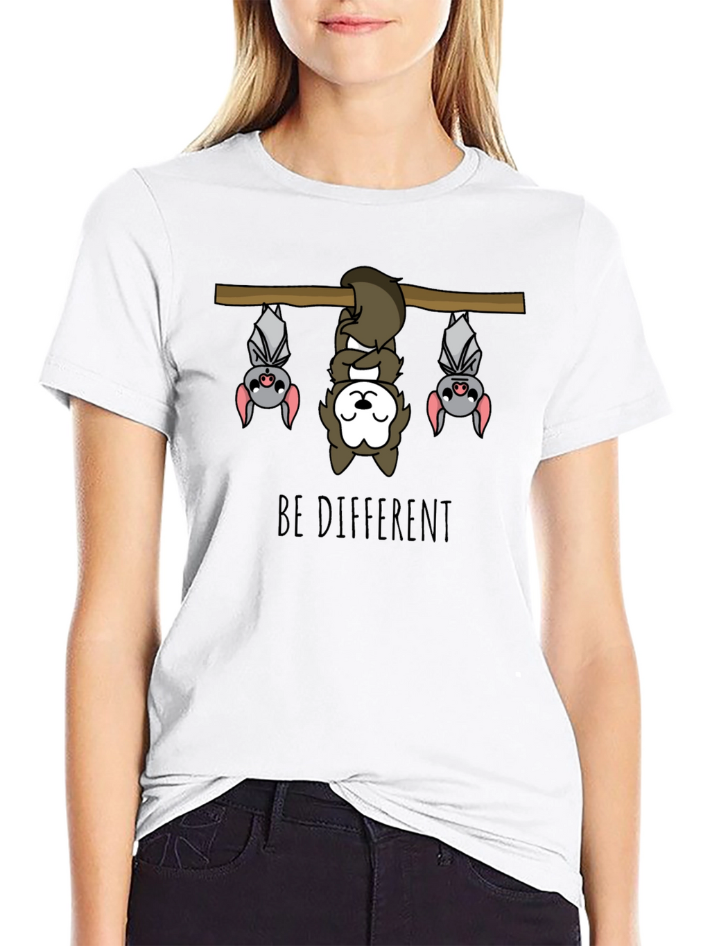 Be Different Sloth & Bats Graphic Tee
