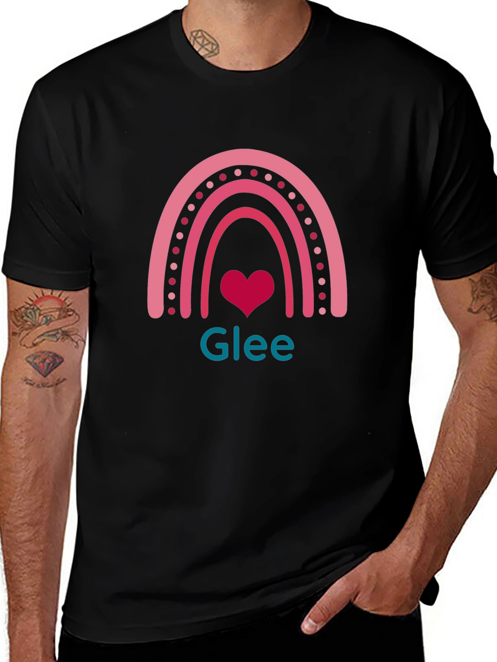 Glee Rainbow Heart T-Shirt - Black