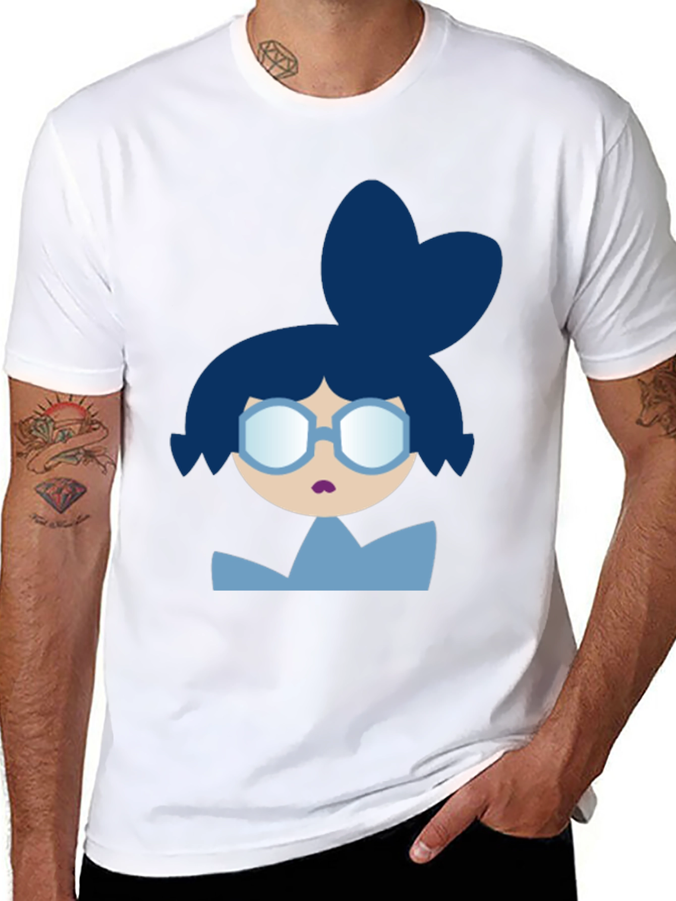 Cartoon Character Graphic Tee - Black