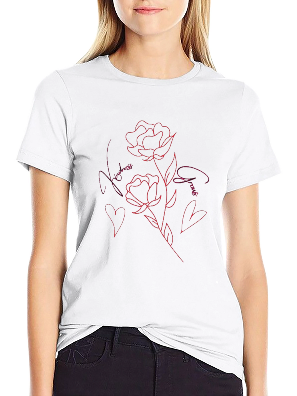 Kindness Always Rose Graphic T-Shirt