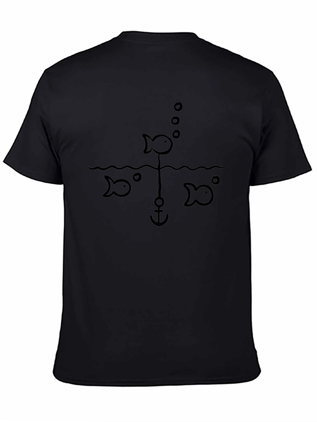 Fish Anchor Graphic Black T-Shirt