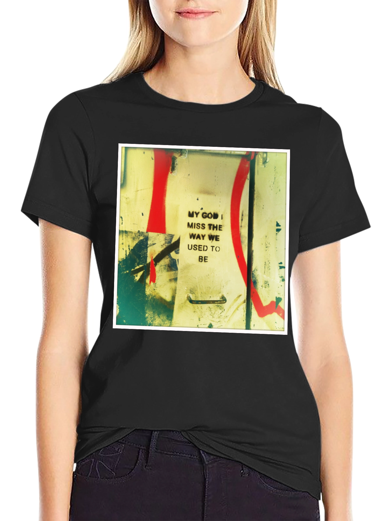 Artistic Graphic Print Crew Neck Tee