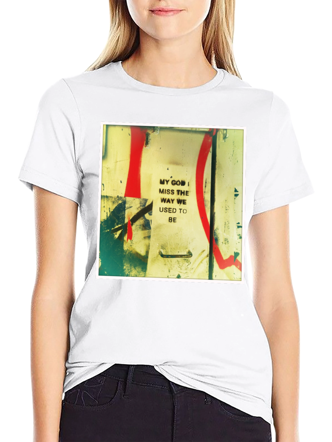 Artistic Graphic Print Crew Neck Tee