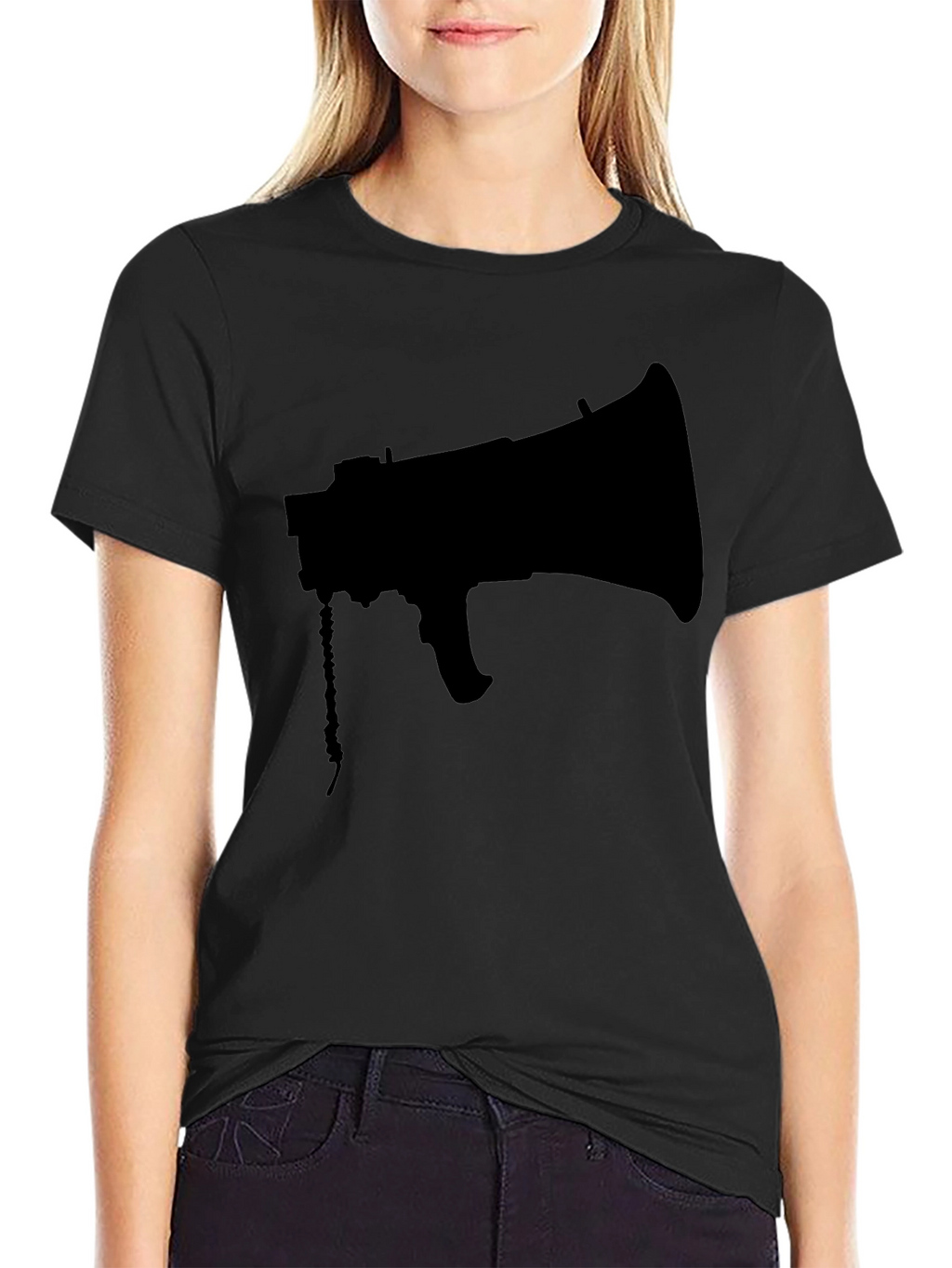 Black Megaphone Graphic Tee - Stylish Mens T-Shirt