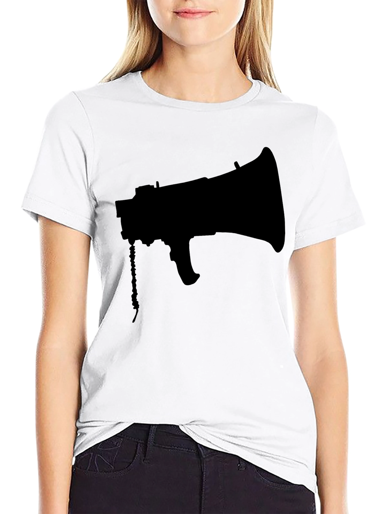 Black Megaphone Graphic Tee - Stylish Mens T-Shirt