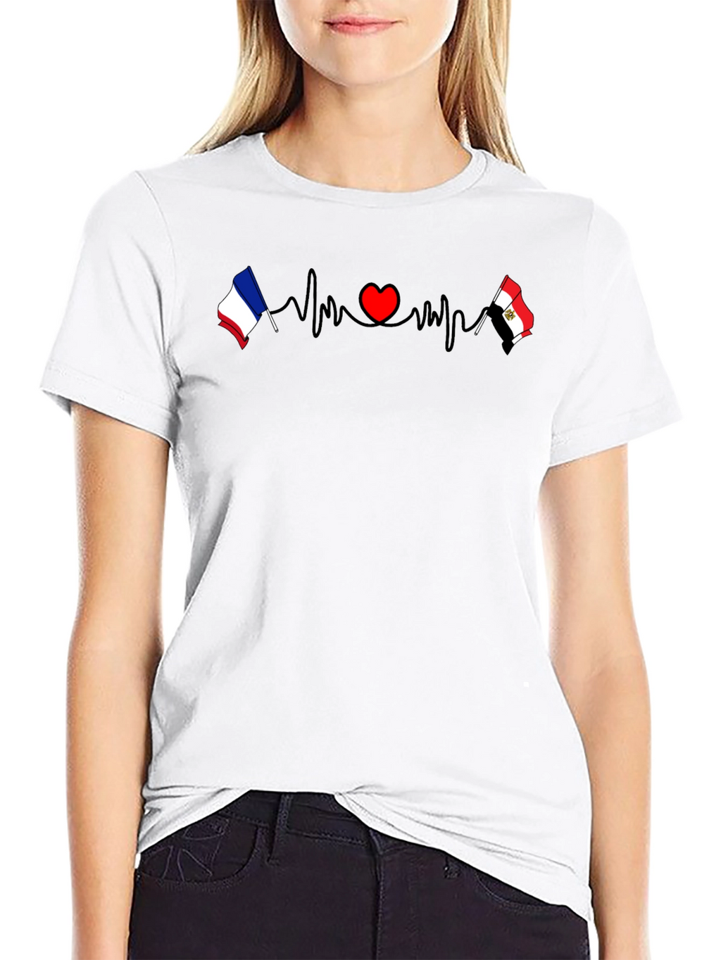 Heartbeat France Egypt T-Shirt - Black