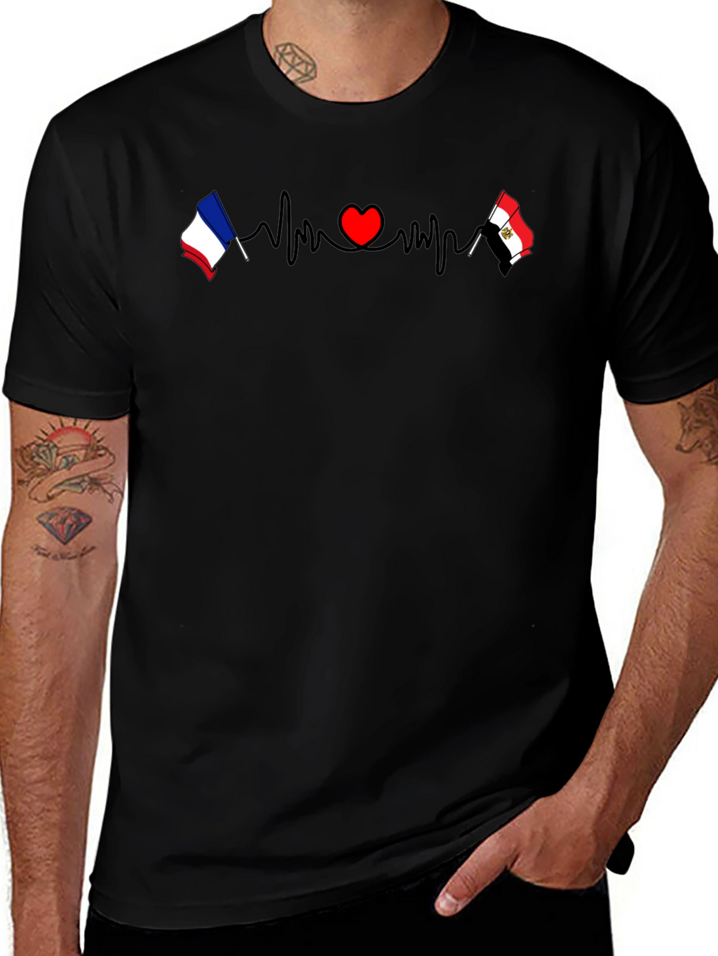 Heartbeat France Egypt T-Shirt - Black