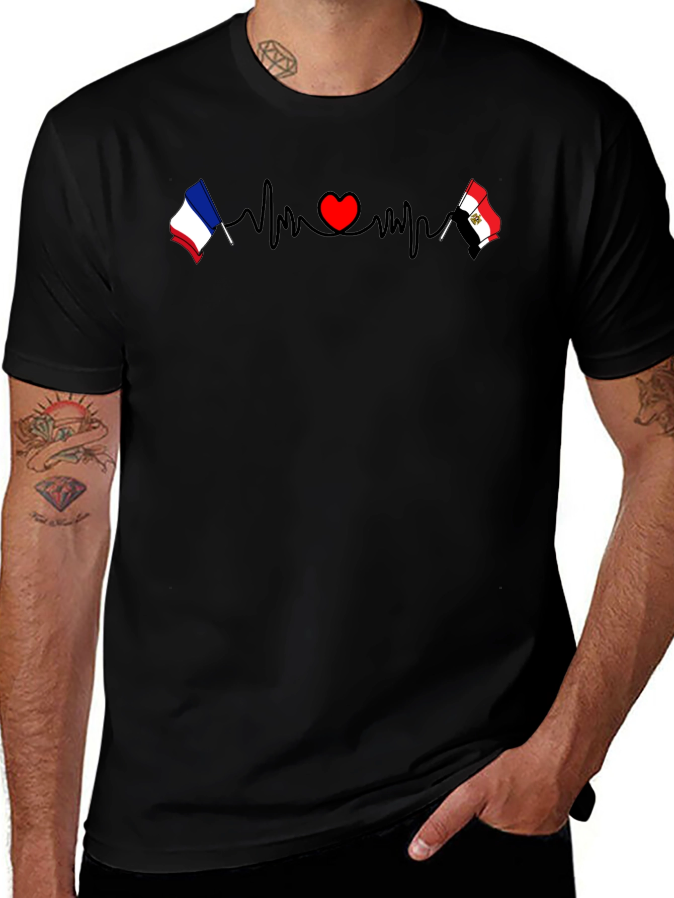 Heartbeat France Egypt T-Shirt - Black