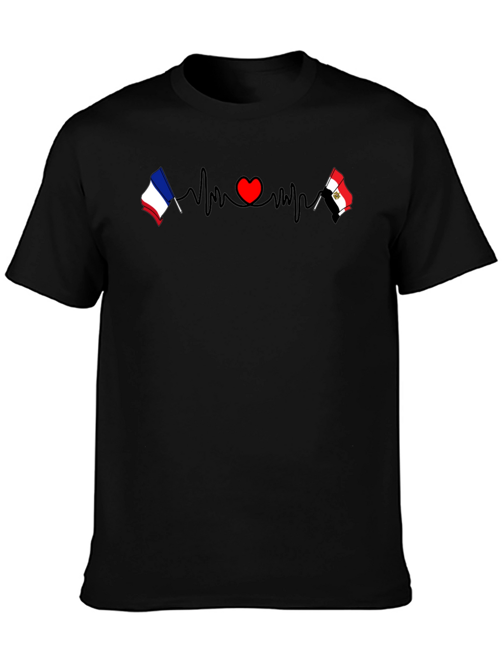 Heartbeat France Egypt T-Shirt - Black