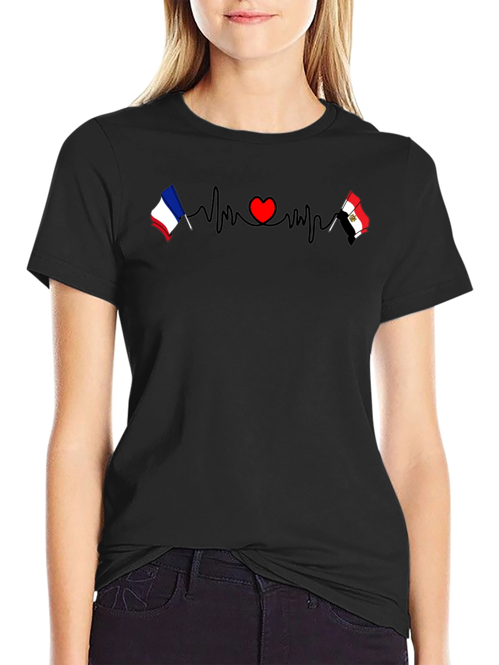 Heartbeat France Egypt T-Shirt - Black