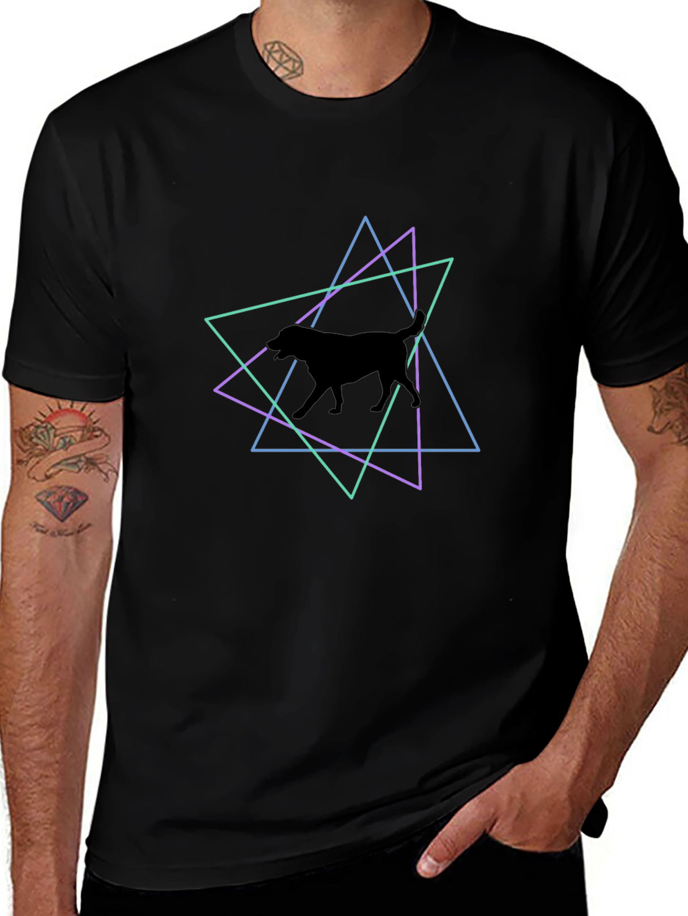 Geometric Dog Graphic T-Shirt