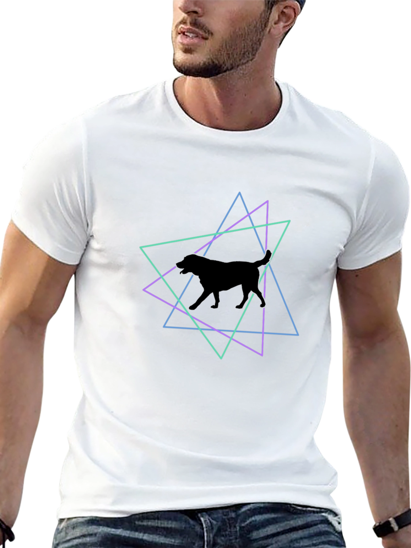 Geometric Dog Graphic T-Shirt